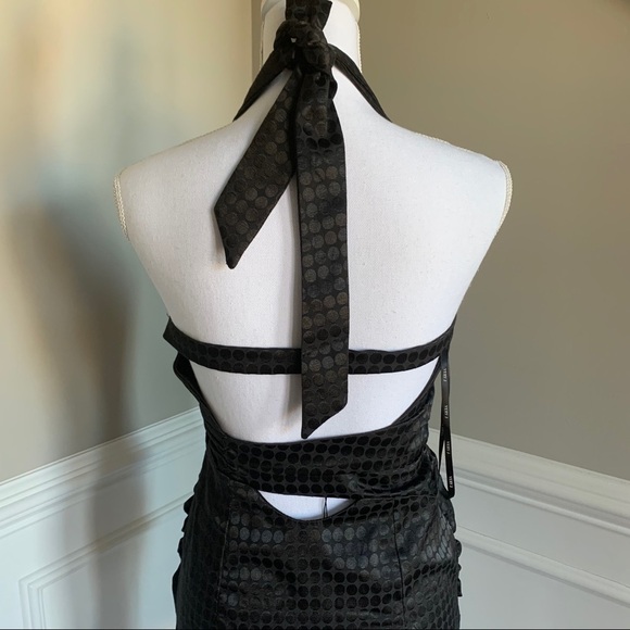 NEW Very J Black Ruched Halter Black Dress Size Medium - Picture 3 of 9